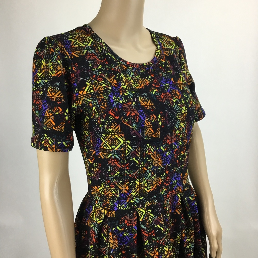 LuLaRoe Amelia Multi Color Black Band At Bottom SM